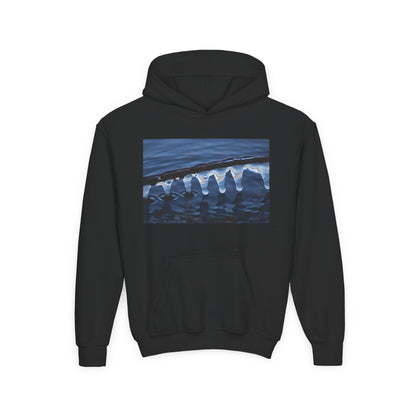 Ocean Wave Ice Photo Hoodie — Youth Nautical Winter Sweatshirt