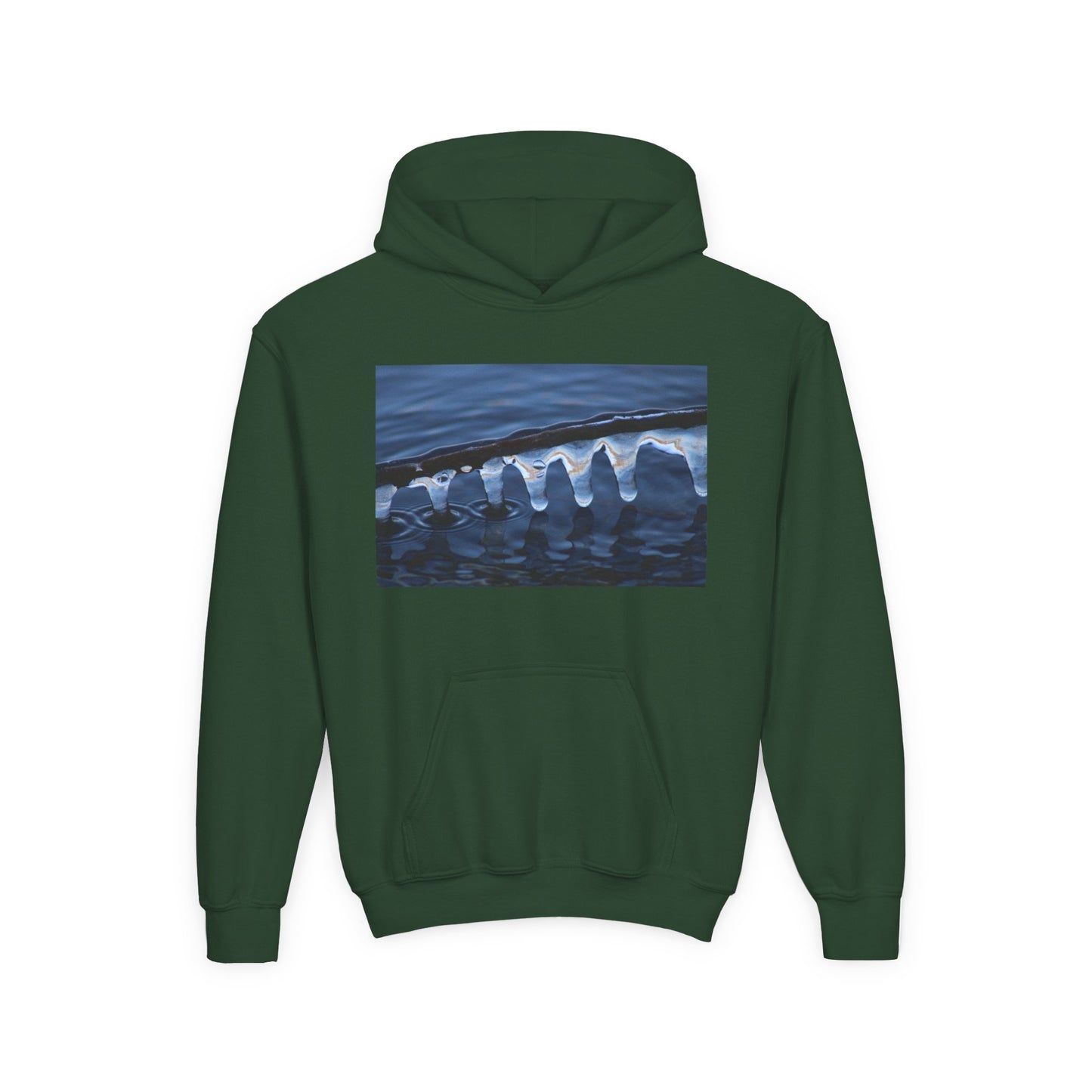 Ocean Wave Ice Photo Hoodie — Youth Nautical Winter Sweatshirt