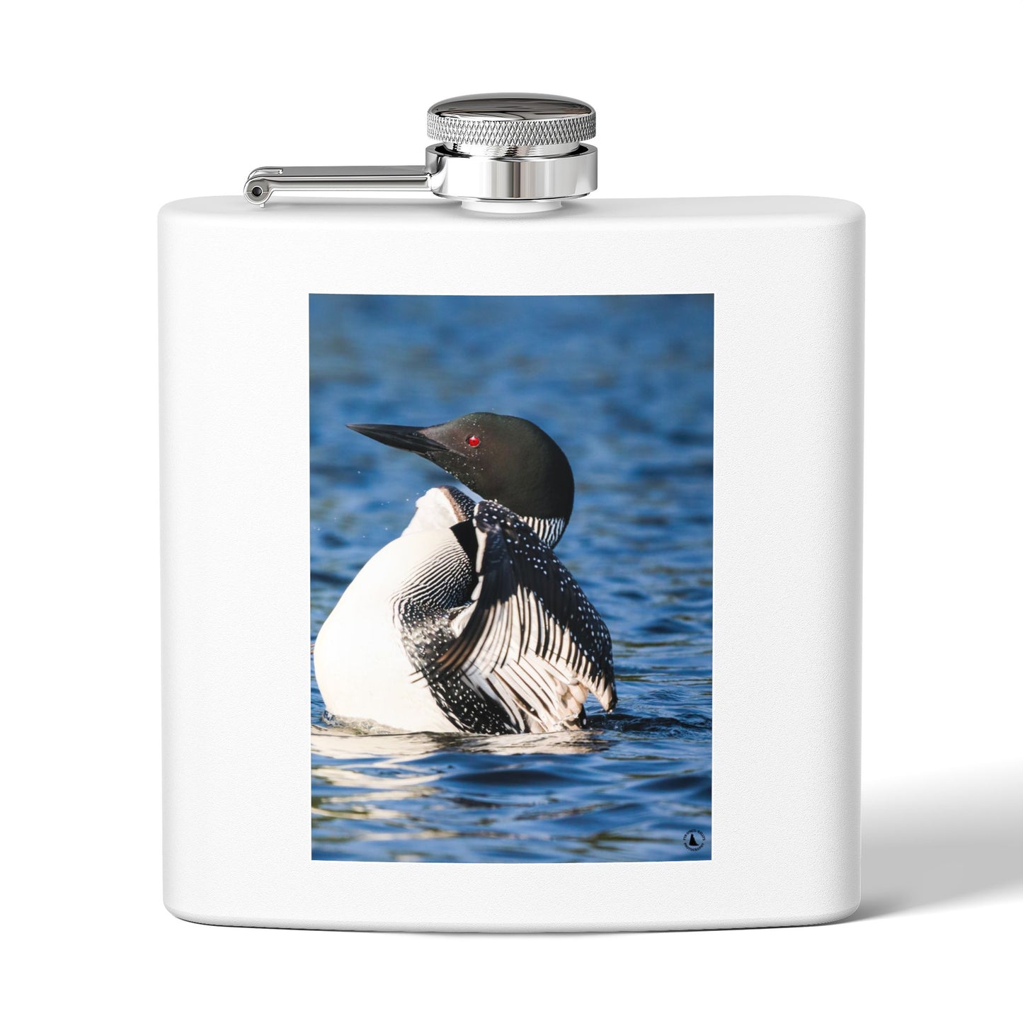 Loon Photo Stainless Steel Flask — 6oz Wildlife Waterfowl Hip Flask