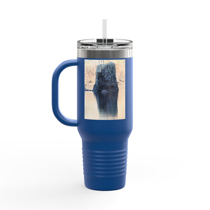 40oz Insulated Travel Mug with Scenic Forest Lake Photo