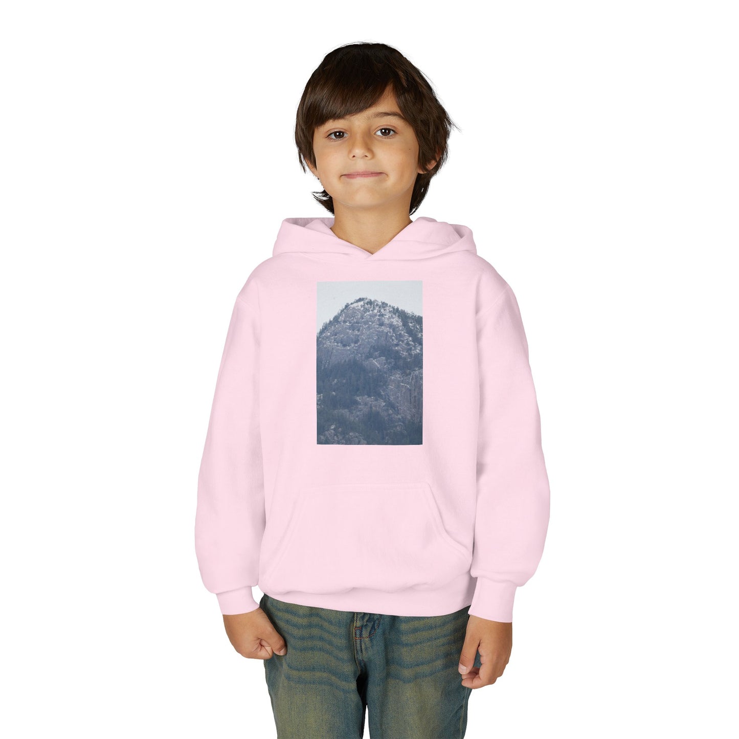 Mountain Peak Youth Hoodie — Winter Snow Scenic Graphic Sweatshirt