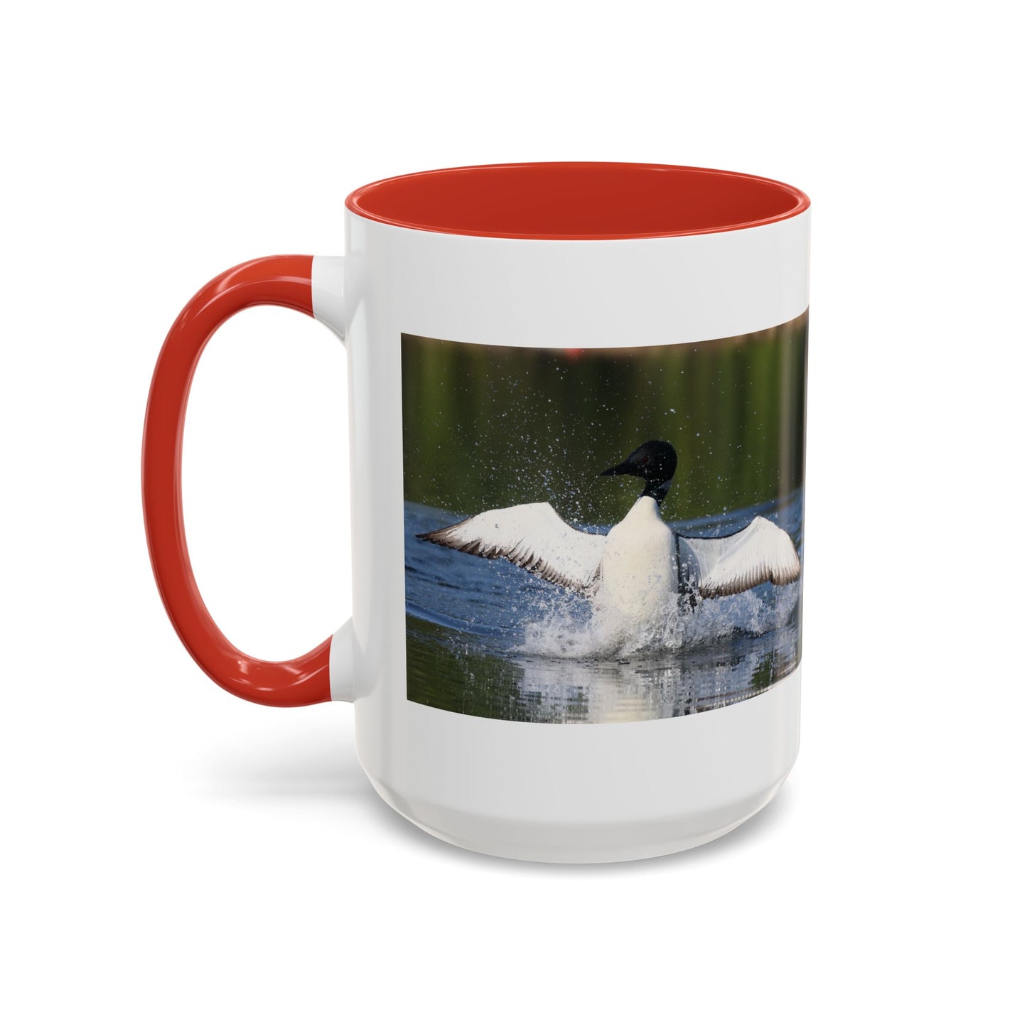 Loons Taking Off Accent Coffee Mug — Wildlife Nature Bird Lover Gift