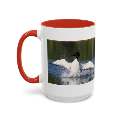 Loons Taking Off Accent Coffee Mug — Wildlife Nature Bird Lover Gift
