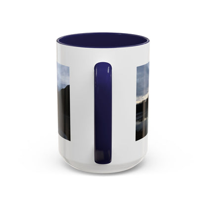 Scenic Mountain Lake Accent Coffee Mug — Moody Sunset Reflection (11oz & 15oz)