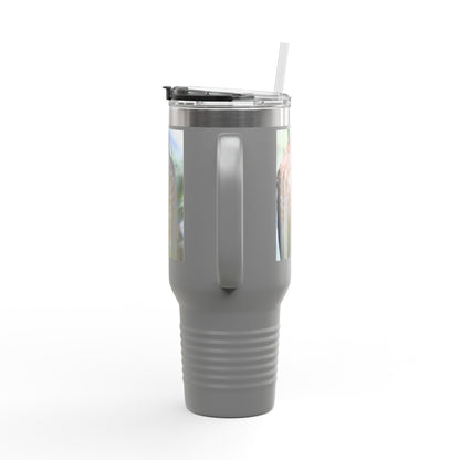 40oz Insulated Travel Mug — Photoreal Hawk Nature Tumbler