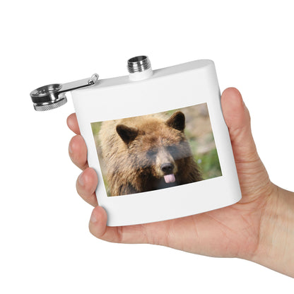 Bear Face 6oz Stainless Steel Flask — Funny Woodland Animal Hip Flask