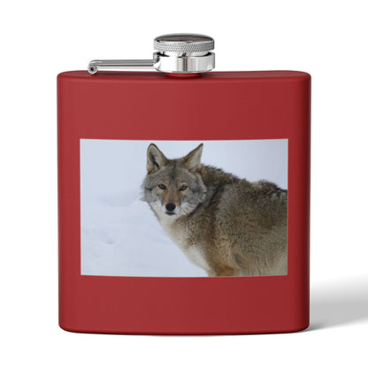 Coyote Photo Stainless Steel Flask — 6oz Wildlife Pocket Flask