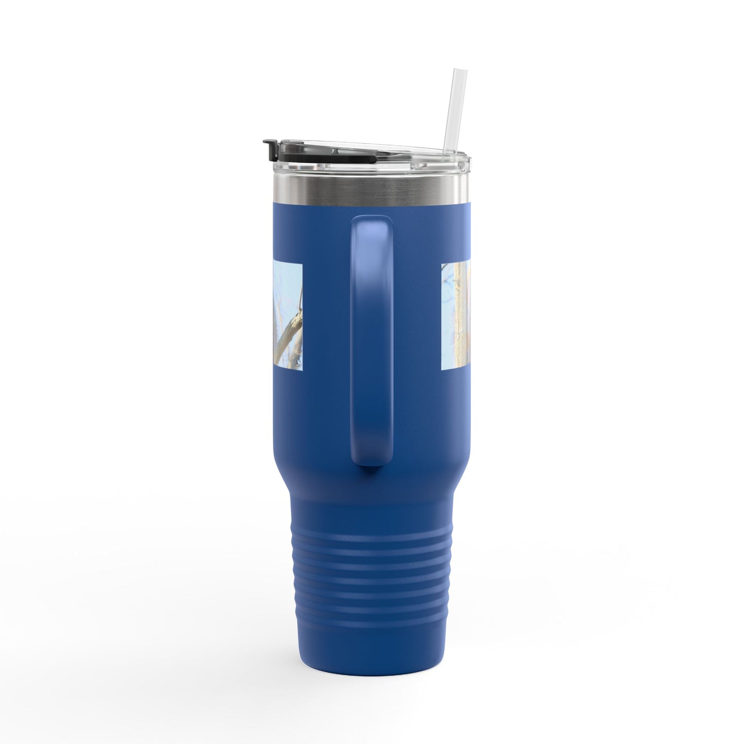 40oz Insulated Travel Mug with Cozy Raccoon Photo — Large Stainless Steel Tumbler for Road Trips & Outdoor Lovers