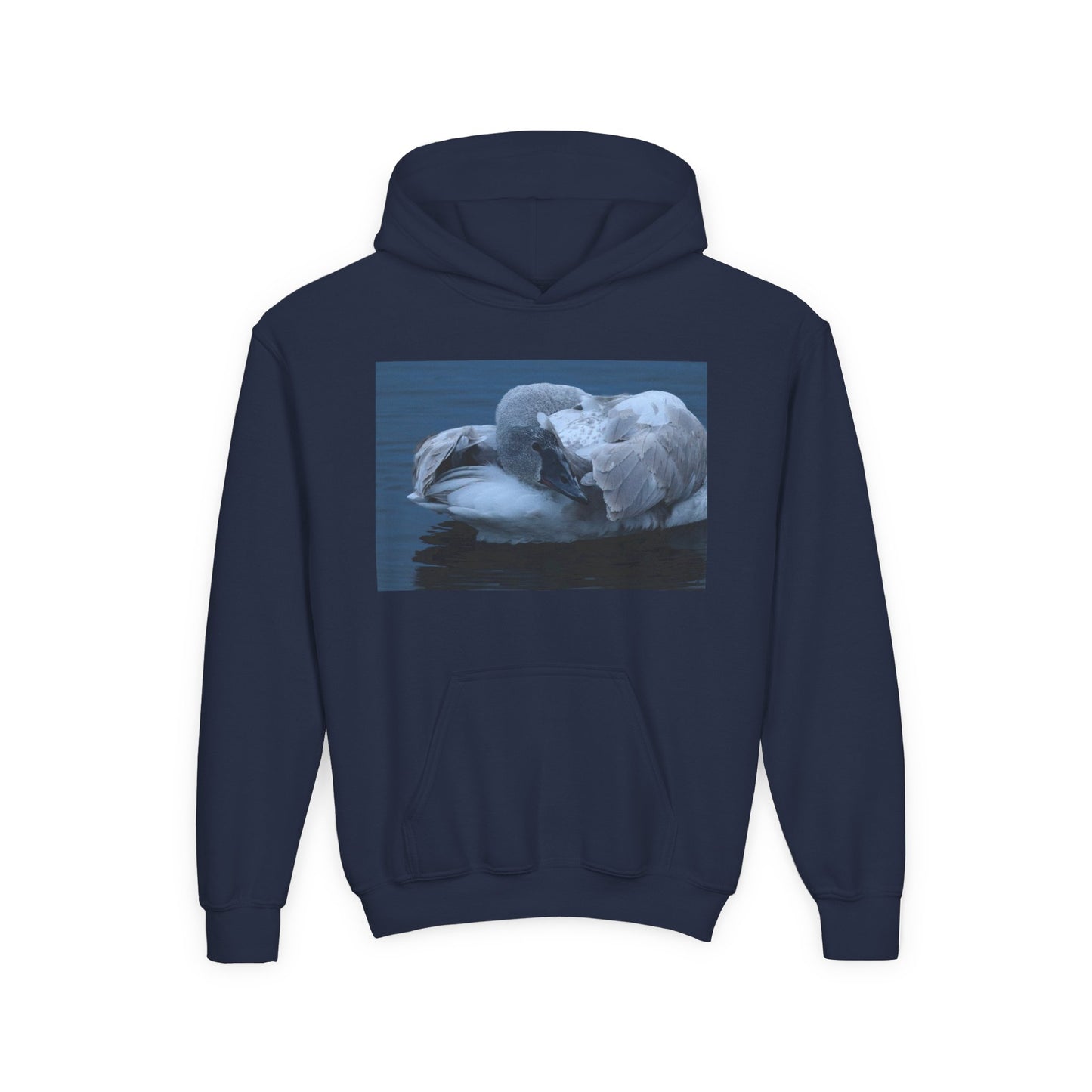Youth Hoodie with Sleeping Swan Photo — Cozy Wildlife Sweatshirt
