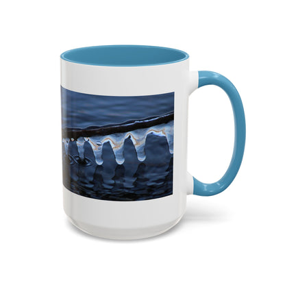 Blue Icicle Wave Accent Coffee Mug — Winter Water Photography 11/15oz