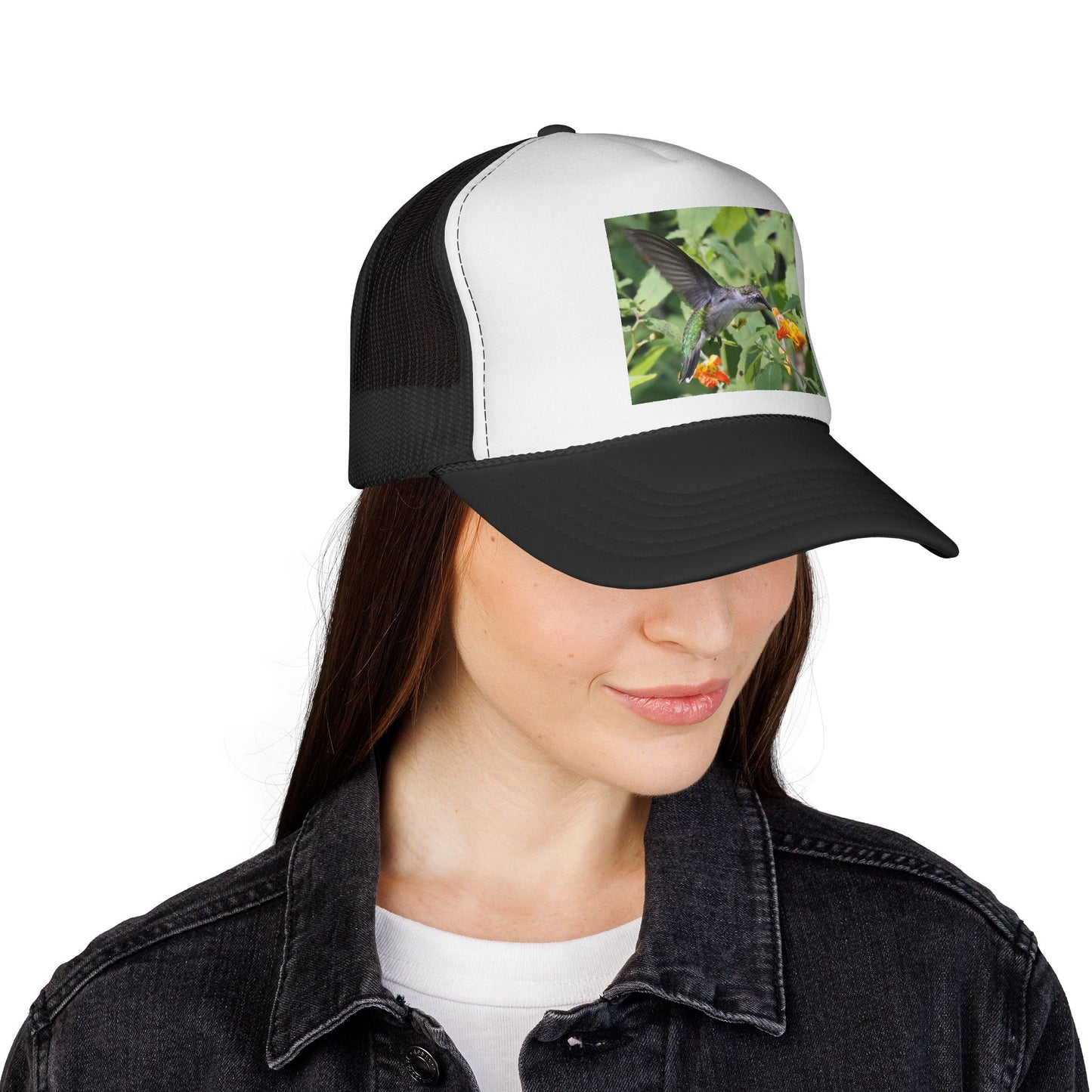 Hummingbird Photo Trucker Cap — Nature Wildlife Mesh Hat