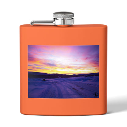 6oz Stainless Steel Flask — Winter Sunset Landscape Photo Flask