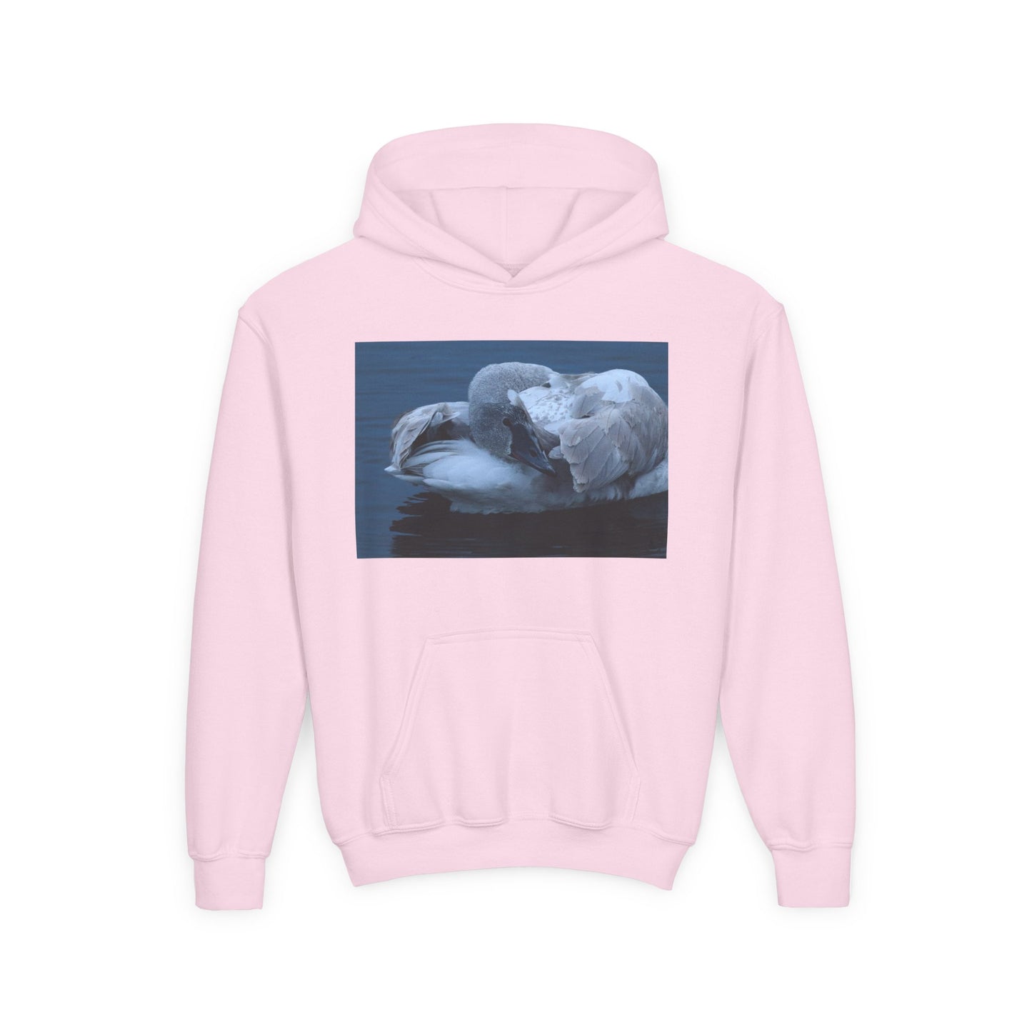 Youth Hoodie with Sleeping Swan Photo — Cozy Wildlife Sweatshirt
