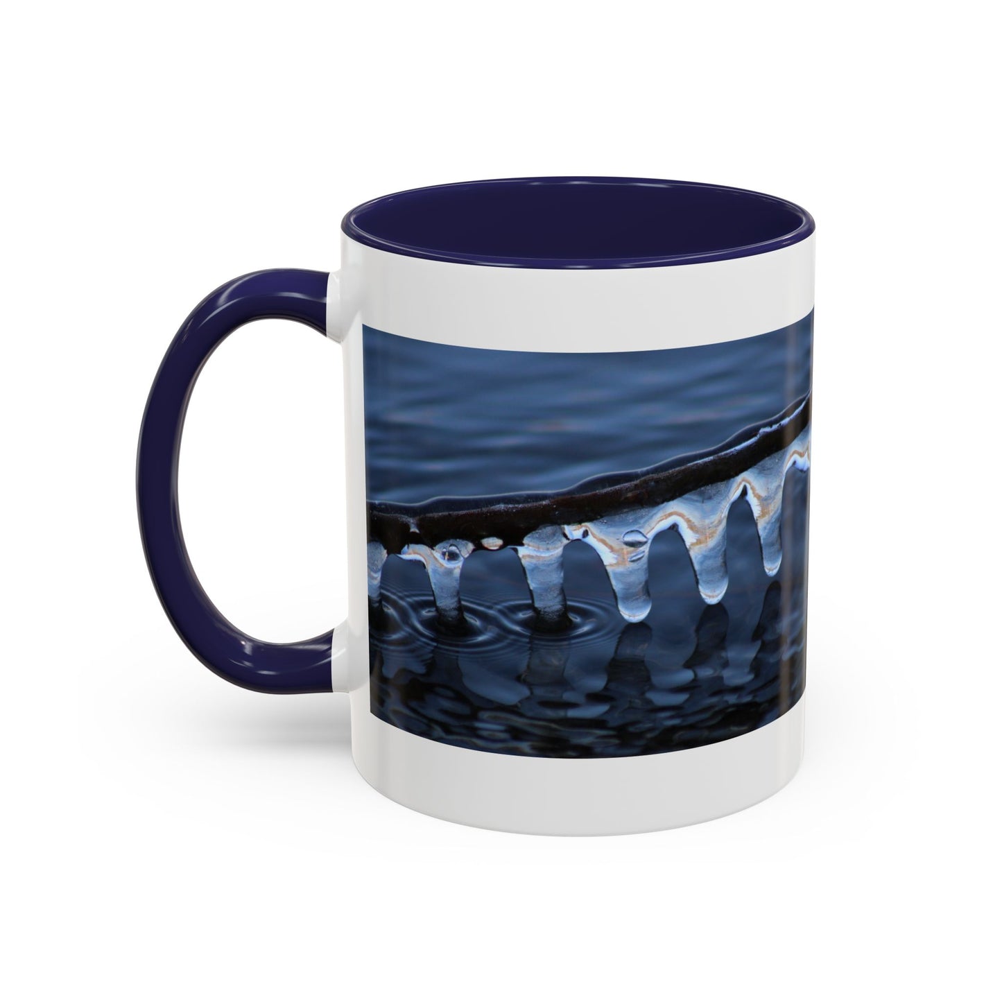 Blue Icicle Wave Accent Coffee Mug — Winter Water Photography 11/15oz