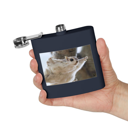 Squirrel Stretch Photo Flask — 6oz Stainless Steel Pocket Flask