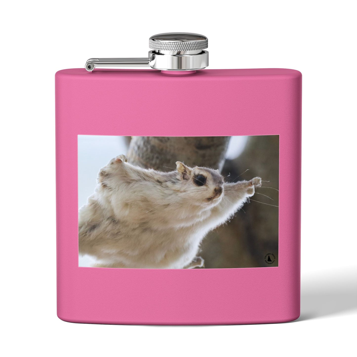 Squirrel Stretch Photo Flask — 6oz Stainless Steel Pocket Flask