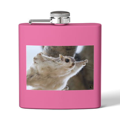 Squirrel Stretch Photo Flask — 6oz Stainless Steel Pocket Flask