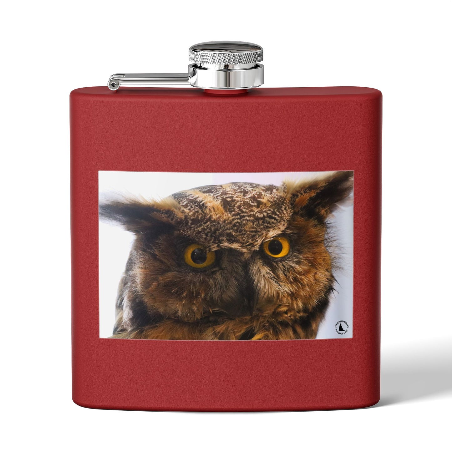 Owl Portrait Stainless Steel Flask — 6oz Wildlife Gift