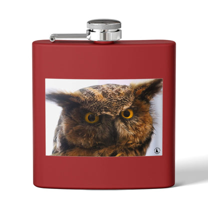 Owl Portrait Stainless Steel Flask — 6oz Wildlife Gift