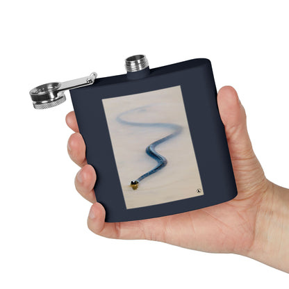 6oz Stainless Steel Flask with Serpentine Snow Trail Photo – Minimal Outdoor Gift