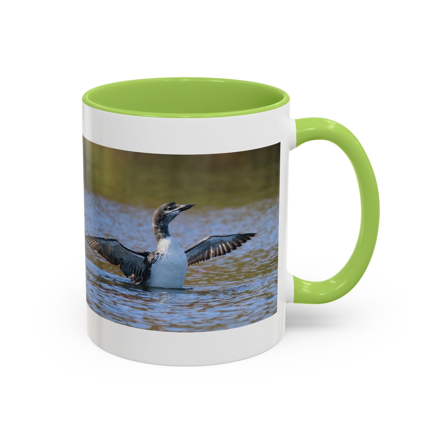 Loons in Flight Accent Coffee Mug — Wildlife Bird Photography Drinkware