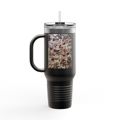 40oz Insulated Travel Mug with Frosted Branch Photo – Large Stainless Steel Tumbler