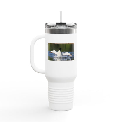 40oz Insulated Travel Mug with Scenic Loon Photo — Double-Wall Stainless Tumbler for Outdoors & Commuting