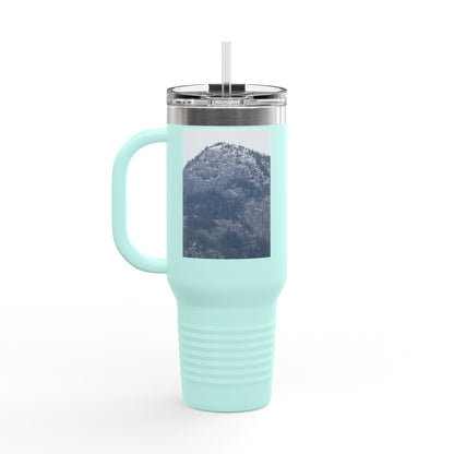 40oz Insulated Travel Mug with Mountain Photo — Cold-Resistant Stainless Steel Tumbler for Commuting & Outdoors