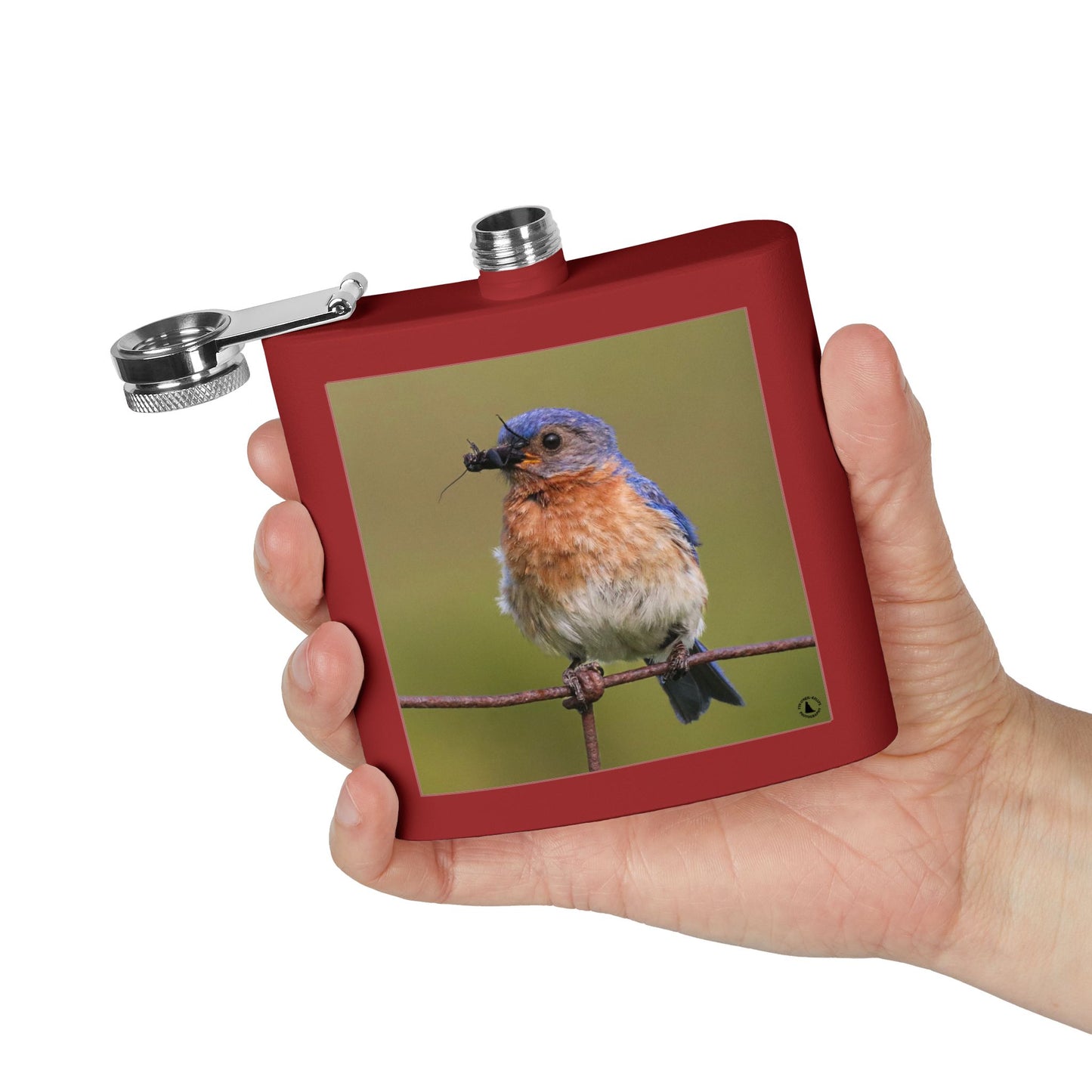 6oz Bluebird Stainless Steel Flask — Nature Photo Pocket Hip Flask