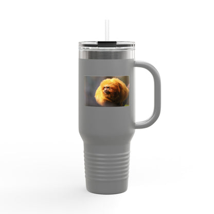 40oz Insulated Travel Mug with Cute Golden Pomeranian Photo