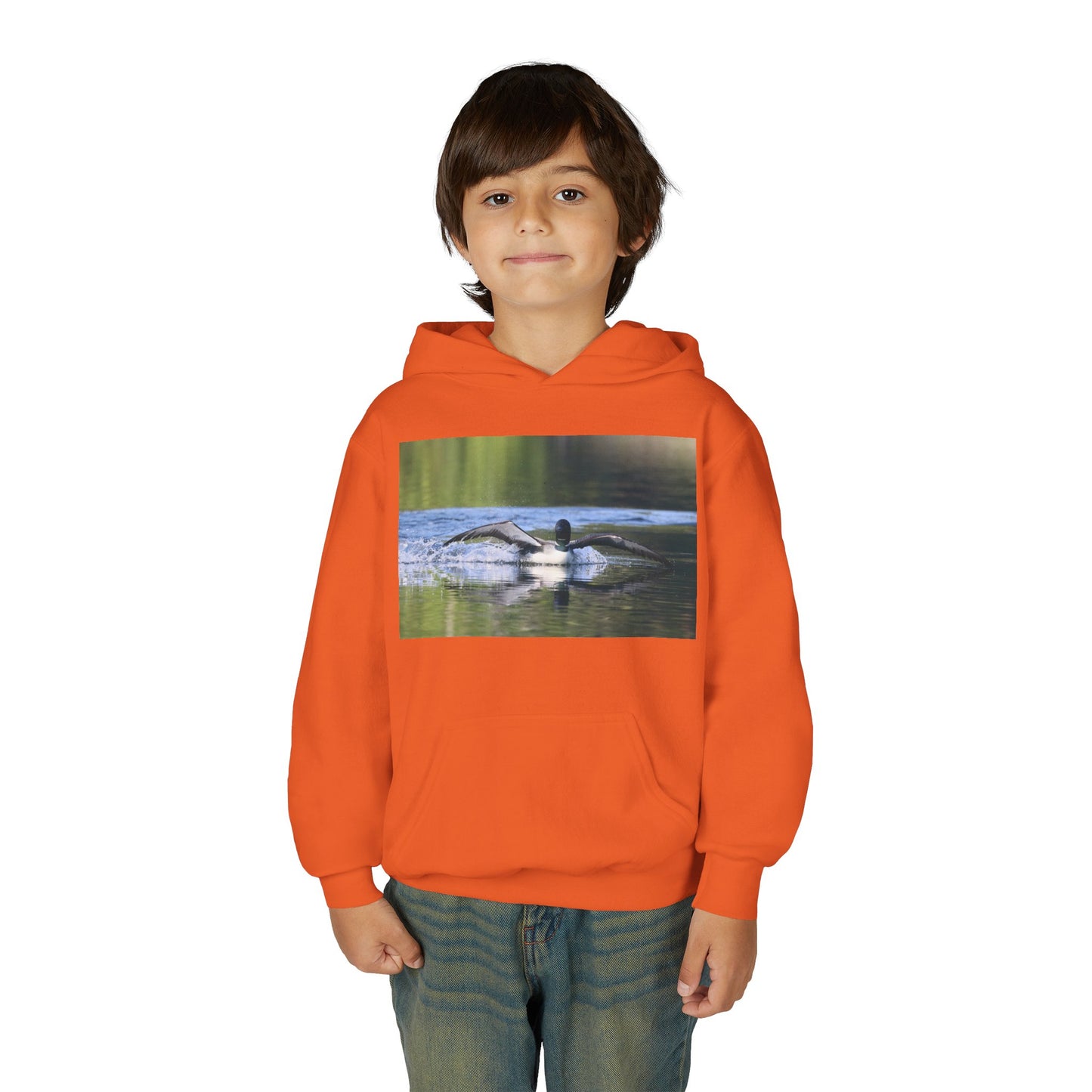 Youth Hoodie with Swimming Otter Photo – Cute Wildlife Kids Sweatshirt
