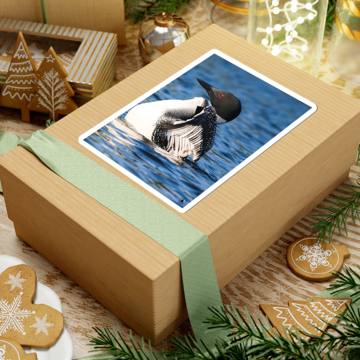 Common Loon Kiss-Cut Sticker — Realistic Loon Photo Waterproof Sticker for Nature Lovers