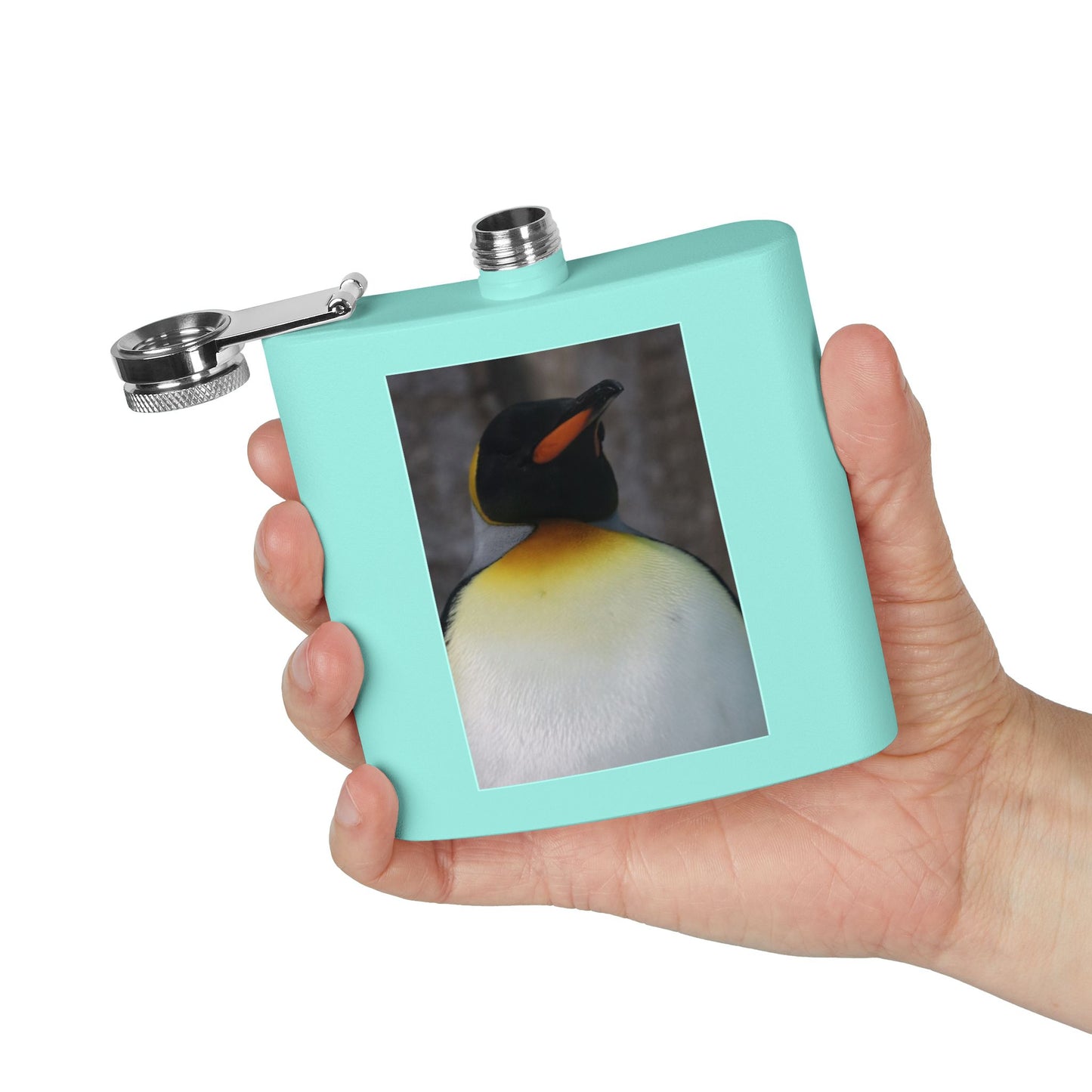 Penguin Portrait Flask — 6oz Stainless Steel Hip Flask