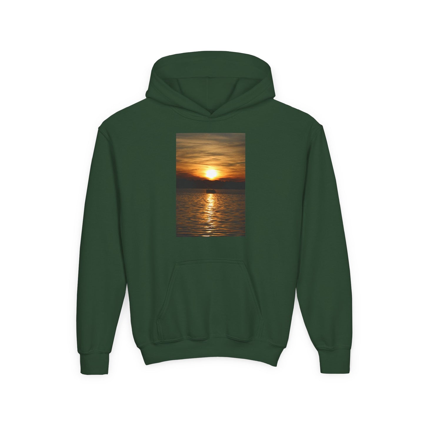 Youth Hoodie with Golden Sunset Photo - Beach Vibes Kids Pullover