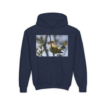 Cedar Waxwing Bird Hoodie | Youth Hooded Sweatshirt