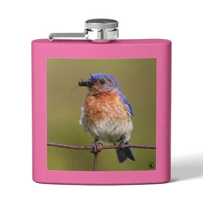 6oz Bluebird Stainless Steel Flask — Nature Photo Pocket Hip Flask