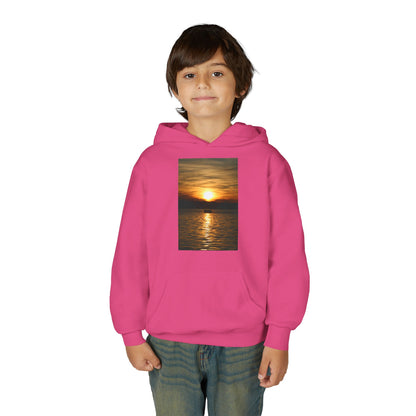 Youth Hoodie with Golden Sunset Photo - Beach Vibes Kids Pullover