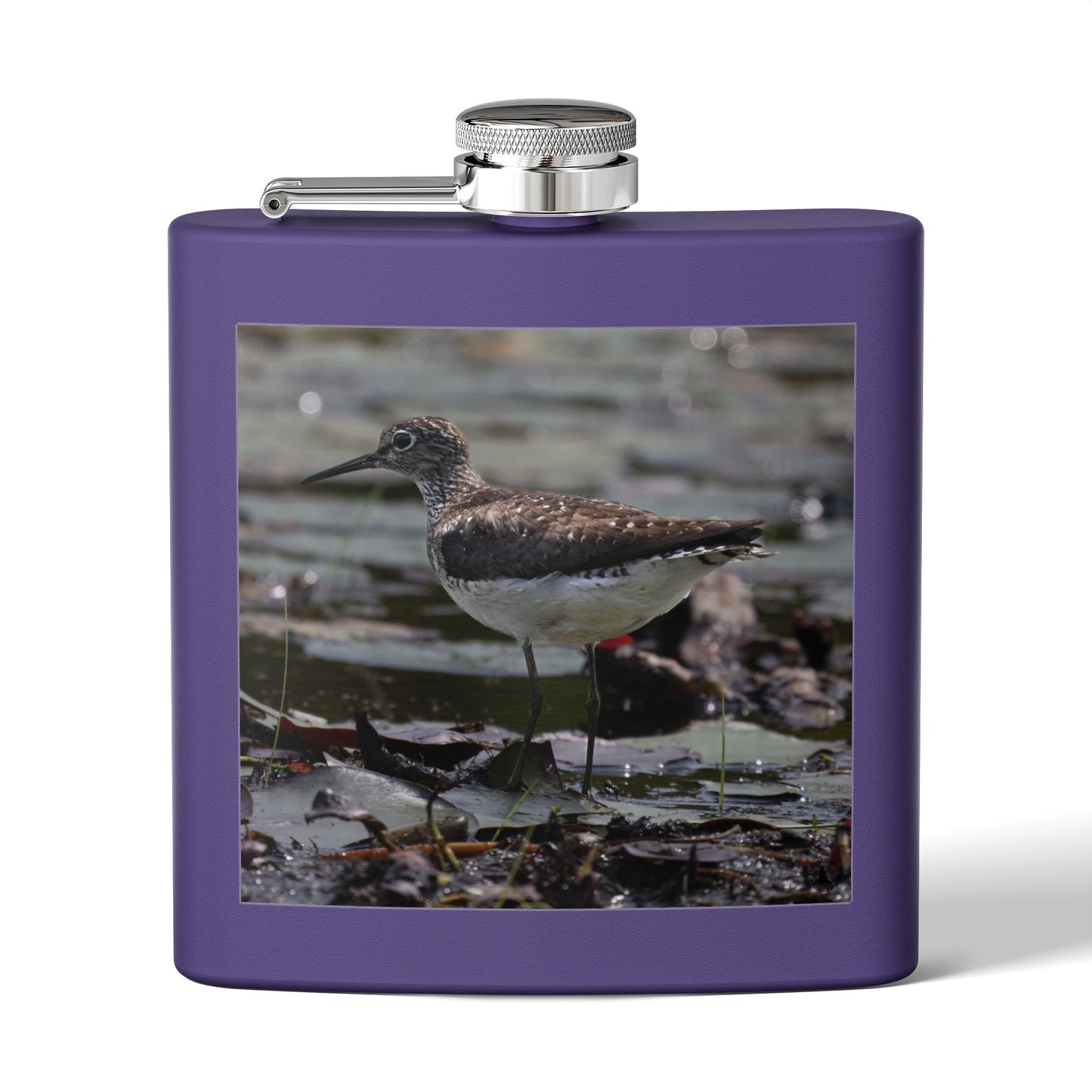 6oz Stainless Steel Flask – Sandpiper Wildlife Photo Hip Flask for Birdwatchers