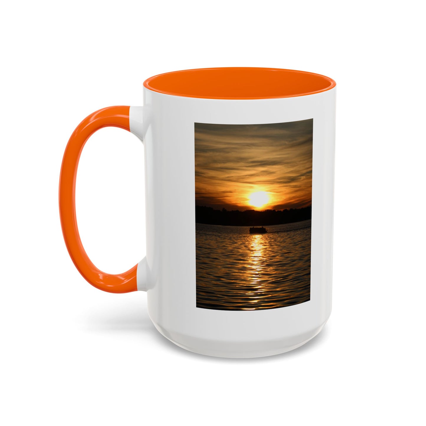 Sunset Lake Photo Accent Coffee Mug — Golden Sunset Reflection (11/15oz)