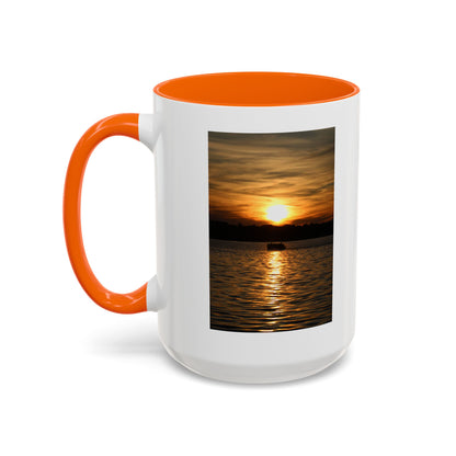Sunset Lake Photo Accent Coffee Mug — Golden Sunset Reflection (11/15oz)