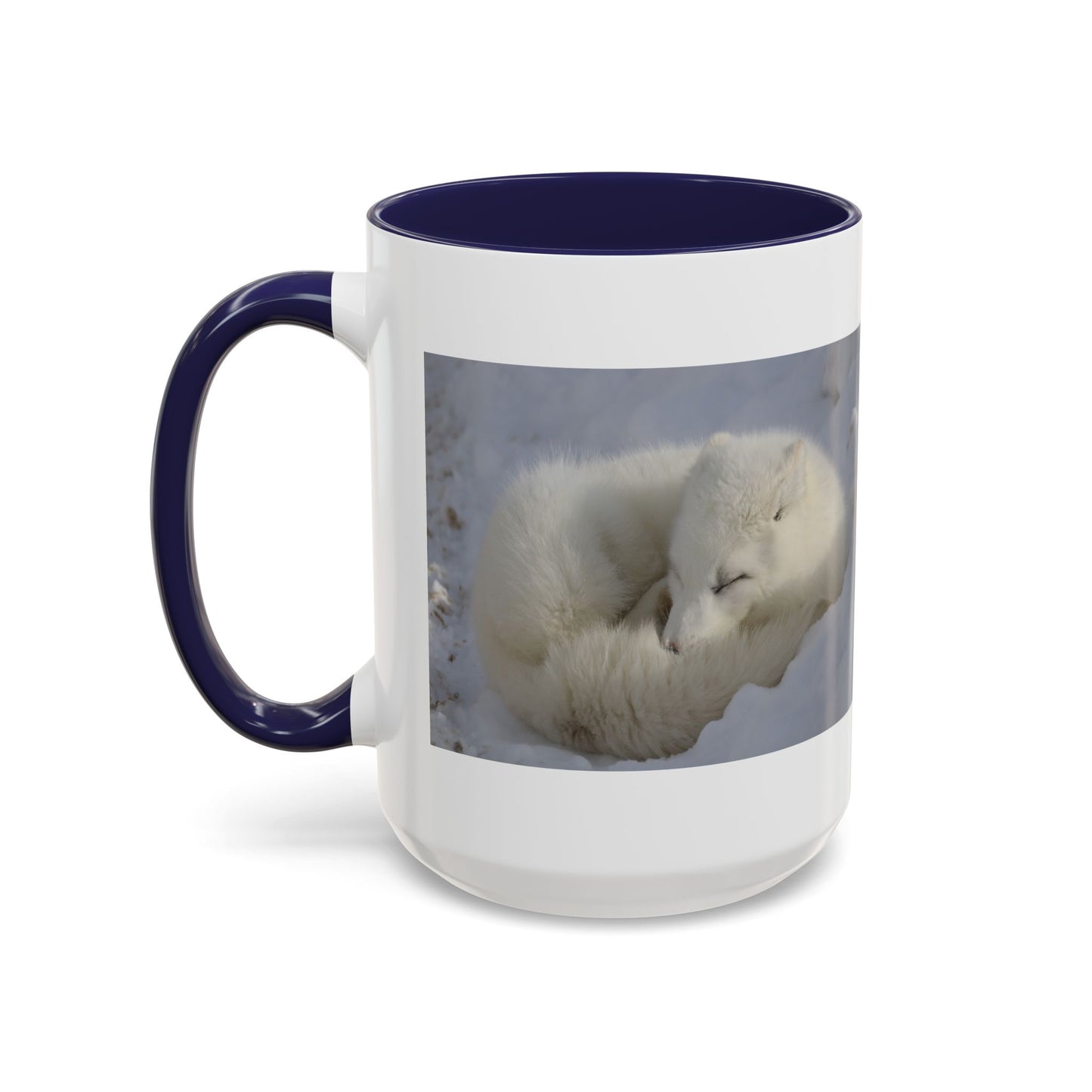 Arctic Fox Photo Accent Coffee Mug – Winter Wildlife Ceramic Mug (11/15oz)