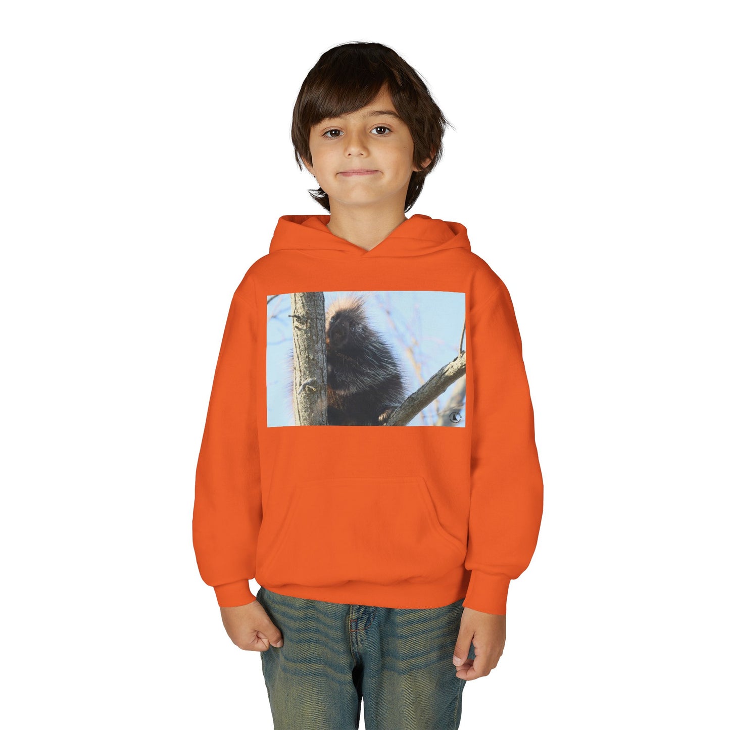 Youth Hoodie with Tree-Climbing Porcupine Photo – Cute Wildlife Kids Sweatshirt