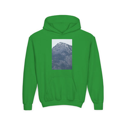 Mountain Peak Youth Hoodie — Winter Snow Scenic Graphic Sweatshirt