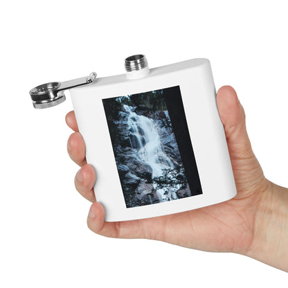 Waterfall Photo Stainless Steel Flask — 6oz Pocket Hip Flask for Outdoors & Travel