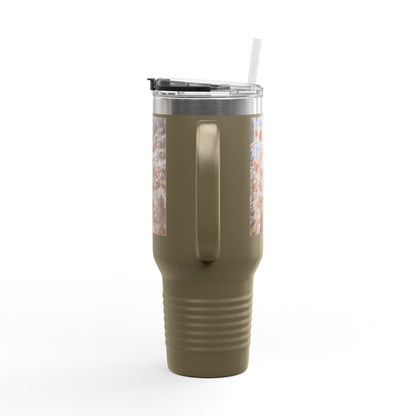 40oz Insulated Travel Mug with Frosted Branch Photo – Large Stainless Steel Tumbler
