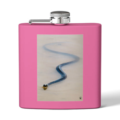 6oz Stainless Steel Flask with Serpentine Snow Trail Photo – Minimal Outdoor Gift