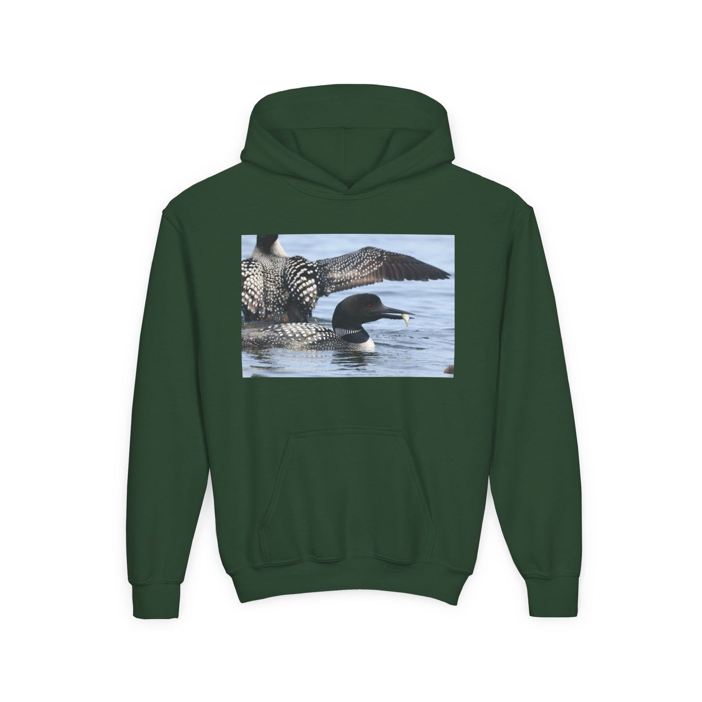 Loon Lake Youth Hoodie — Scenic Common Loon Wildlife Photo