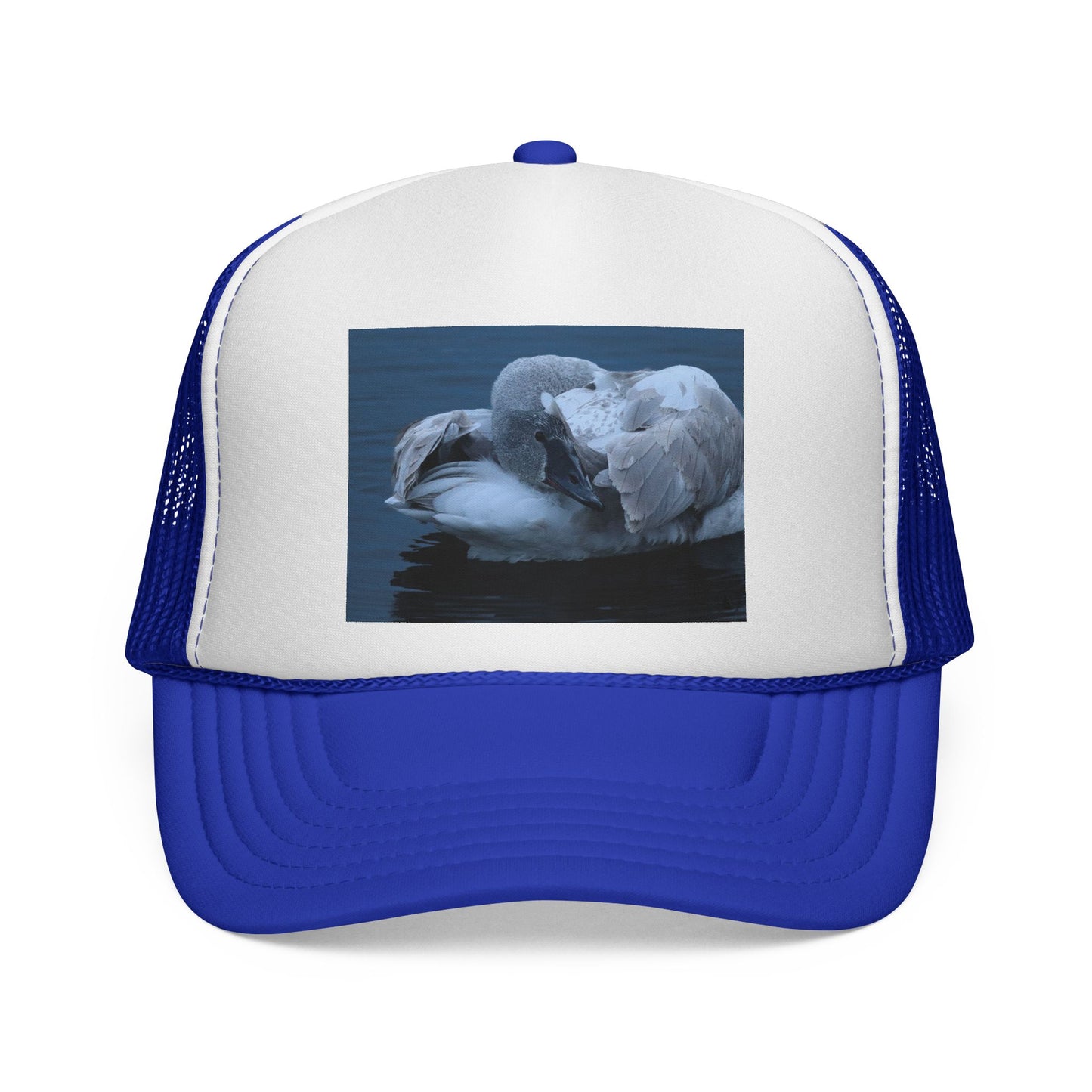 Swan Trucker Cap - Serene Sleepy Swan Photo Mesh Hat