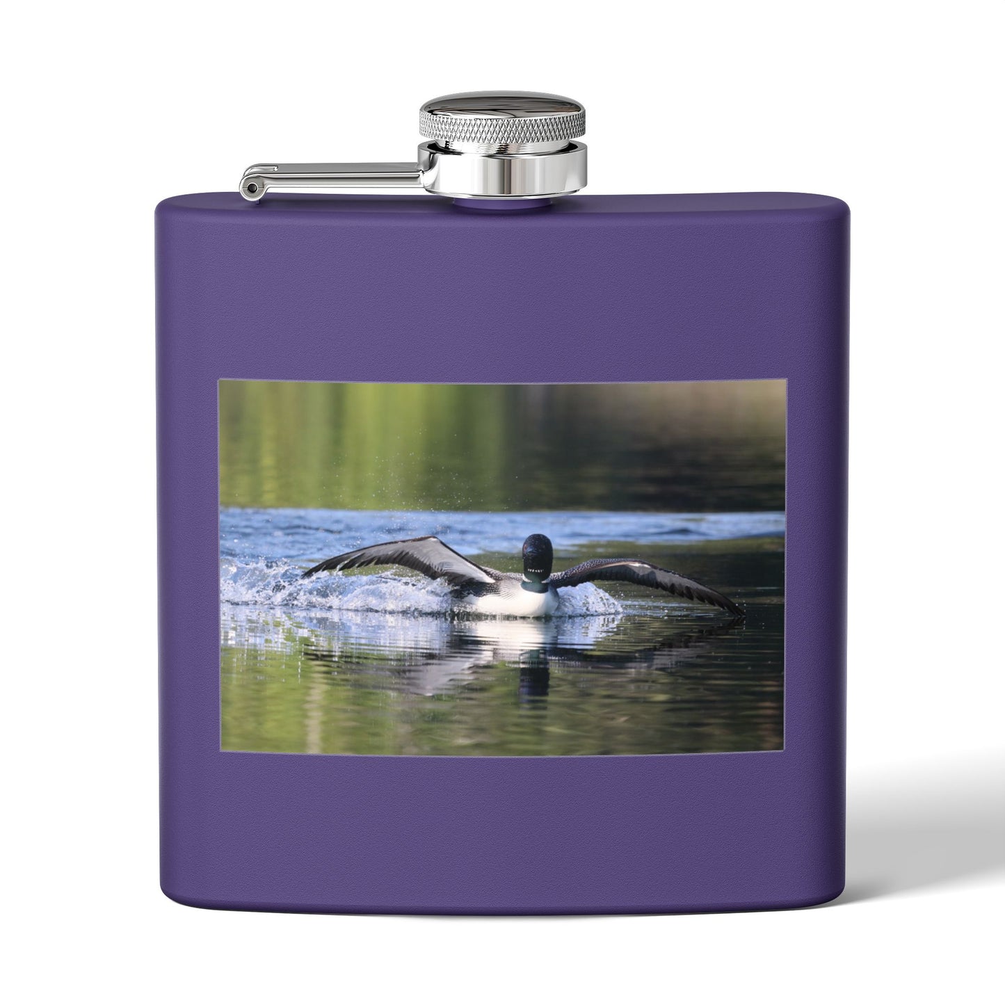 6oz Stainless Steel Flask with Diving Loon Photo – Wildlife Gift for Outdoor Enthusiasts