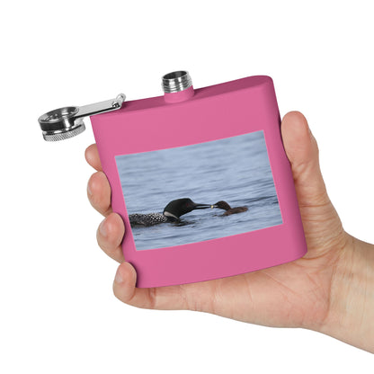 Loon Family 6oz Stainless Steel Flask – Wildlife Nature Gift